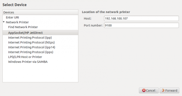install the network printer on ubuntu
