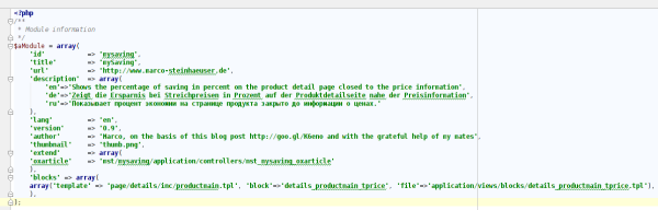 writing OXID modules saving metadata.php